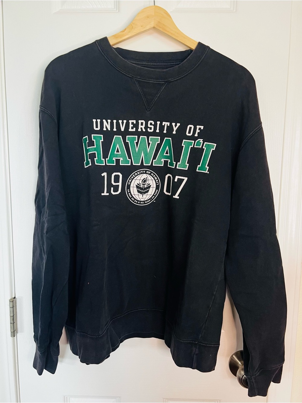 Gear For Sports Black Crewneck Sweatshirt with Green and White Lettering